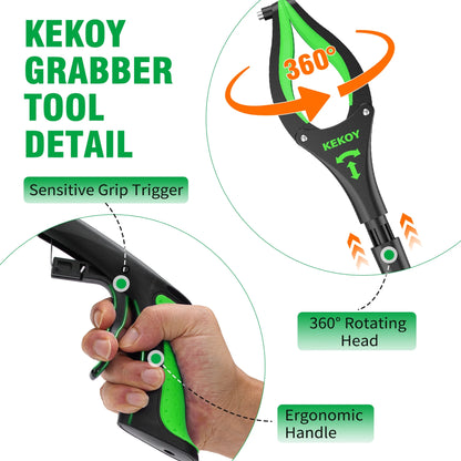36" Extra Long Grabber Reacher, Kekoy Foldable Grabbers for Elderly Grab It Reaching Tool Heavy Duty, Anti-Slip Rotating Jaw with Magnets, 4" Wide Claw Opening Reachers for Seniors, Trash Picker Tool