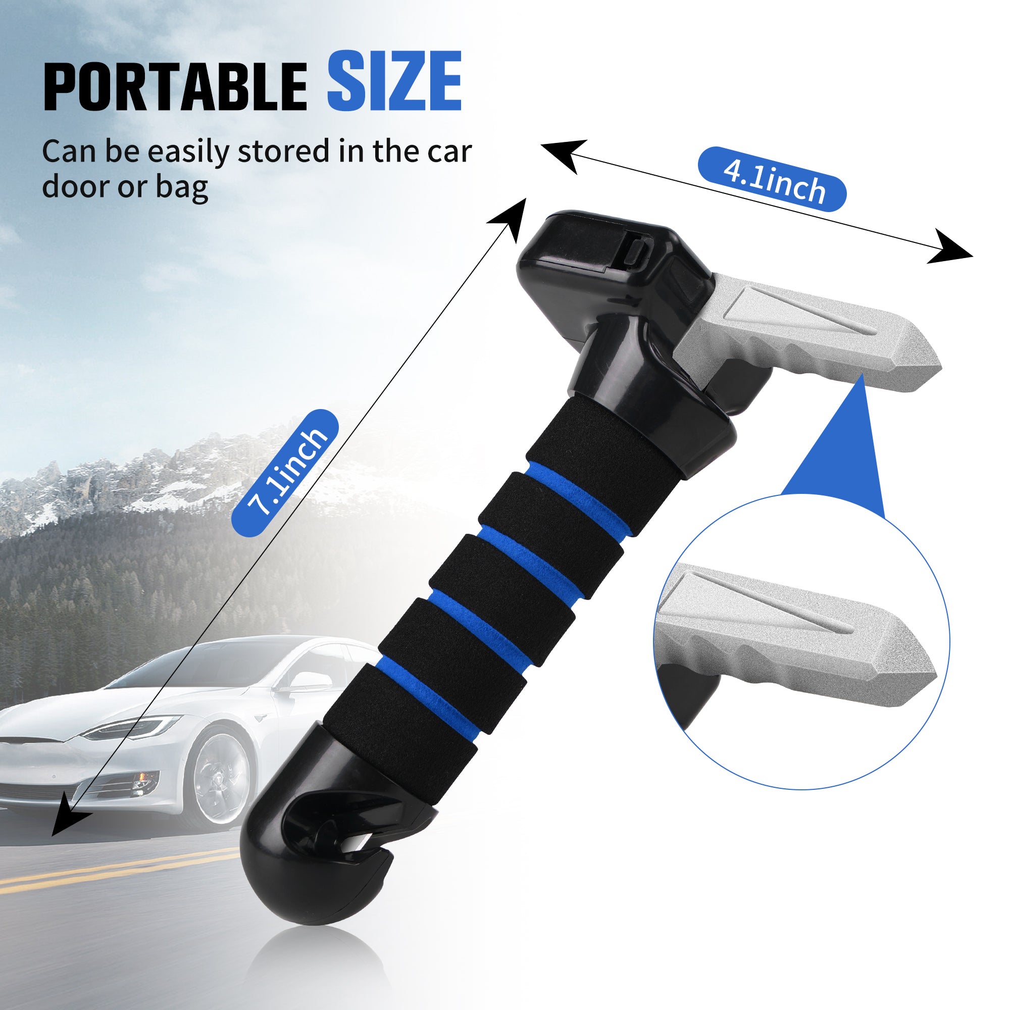 KEKOY Car Door Handle for Elderly, 4 in 1 Car Assist Handle with LED Light, Seatbelt Cutter, Window Breaker Standing Mobility Aid for Car