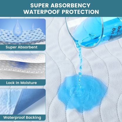 KEKOY 18x24inch 4 Layer Reusable Incontinence Bed Underpad, 4 Pack Washable Super Waterproof Absorbent Bed Pads Incontinence Protection, Pee Pads for Adults, Dogs