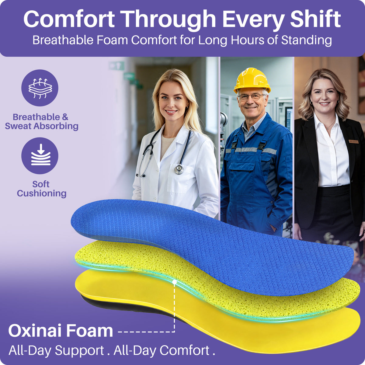 KEKOY Plantar Fasciitis Pain Relief Arch Support Inserts for Women & Men, Comfortable Support, Suitable for Moderate-Severe Flat Feet & Neutral Arch