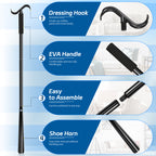 KEKOY 35" Detachable Shoe Horn with Long Handle, 3 in 1 Long Shoe Horn for Seniors with Sock Remover, Extra Long Dressing Stick Aid with Foam Handles