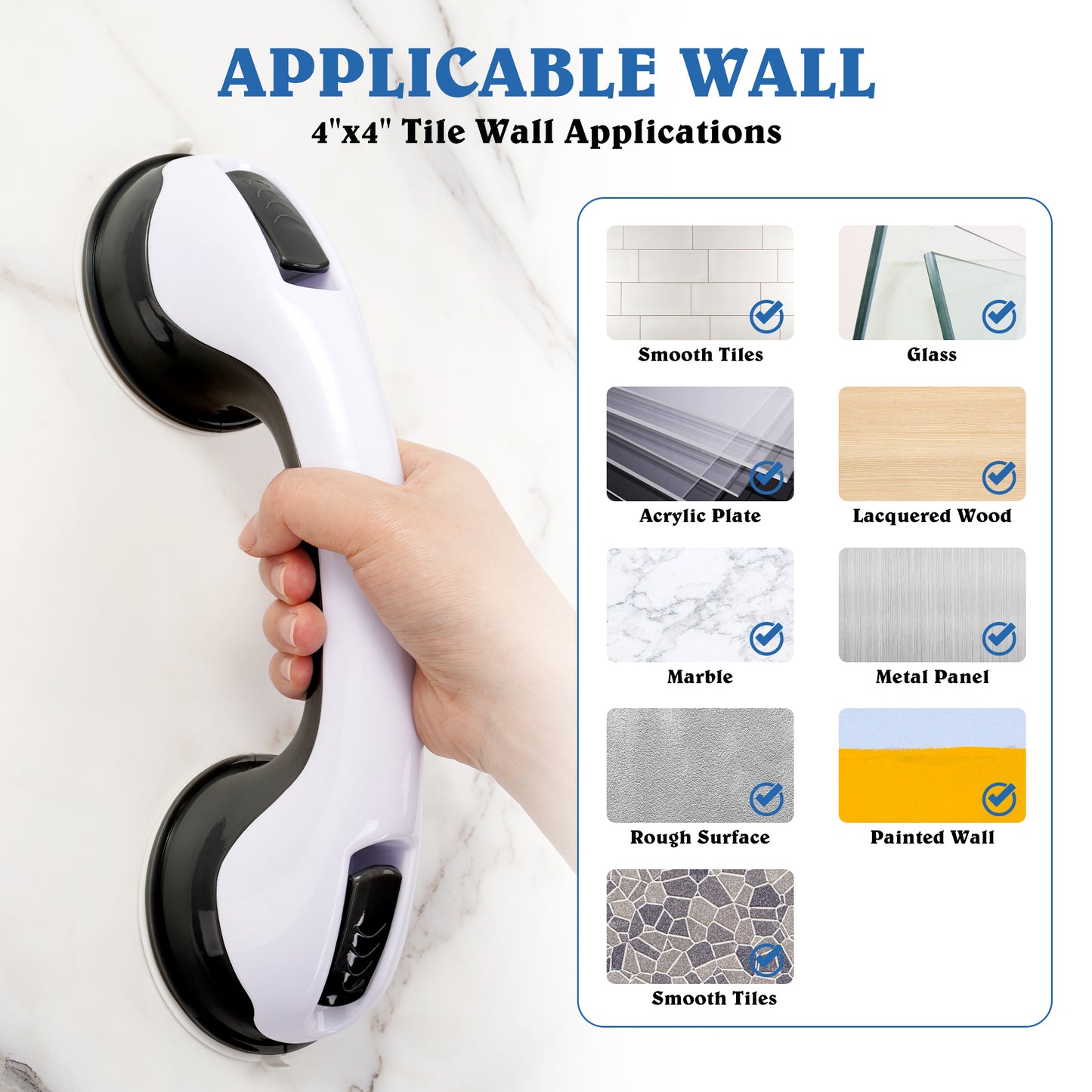 KEKOY Grab Bars for Bathroom, Safety Bars for Shower with Shower Pouf and Hook, Bathroom Grab Bar for Seniors, Elderly, Handicap