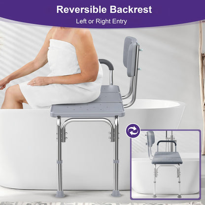 KEKOY Shower Transfer Bench for Bathtub 500LBs, FSA/HSA Eligible Tub Bath Shower Chair Seat, Height Adjustable Shower Stool for Elderly, Disabled, Grey