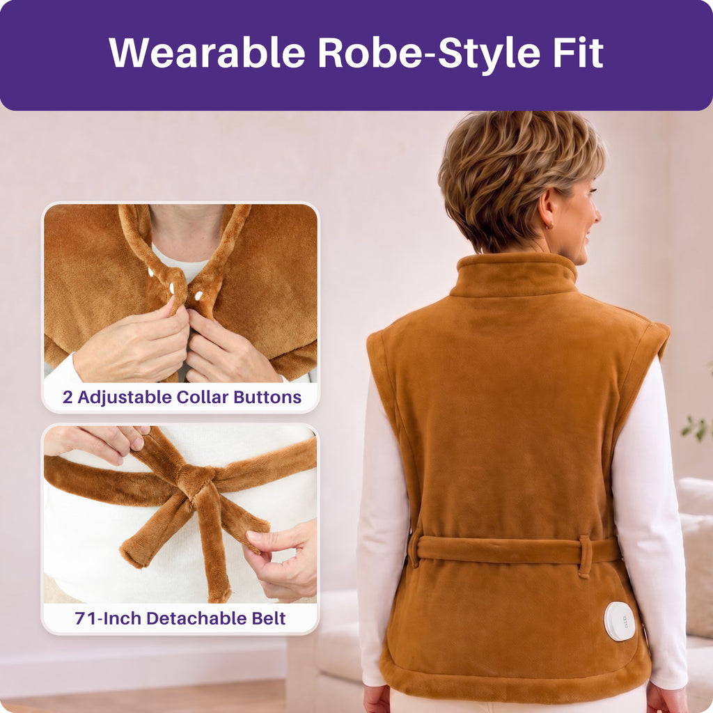 KEKOY Large Heating Pad for Back Pain Relief, Large 24"x33" Fast-Heating Pad for Neck and Shoulders with Auto Shut-Off, Soft & Machine Washable, Camel