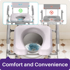 KEKOY Bedside Commode Chair with Padded Seat and Backrest, Aluminum Commode Toilet for Adults, Seniors, Disabled, Adjustable Height, Includes Potty Bucket & Splash Guard, 400lbs Capacity
