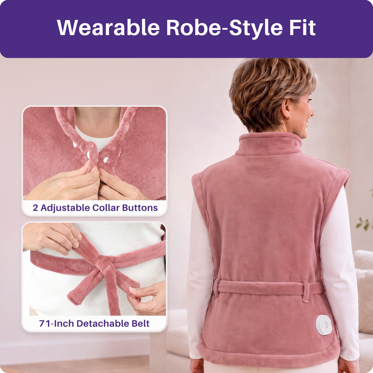KEKOY Large Heating Pad for Back Pain Relief, Large 24"x33" Fast-Heating Pad for Neck and Shoulders with Auto Shut-Off, Soft & Machine Washable, Dusty Rose