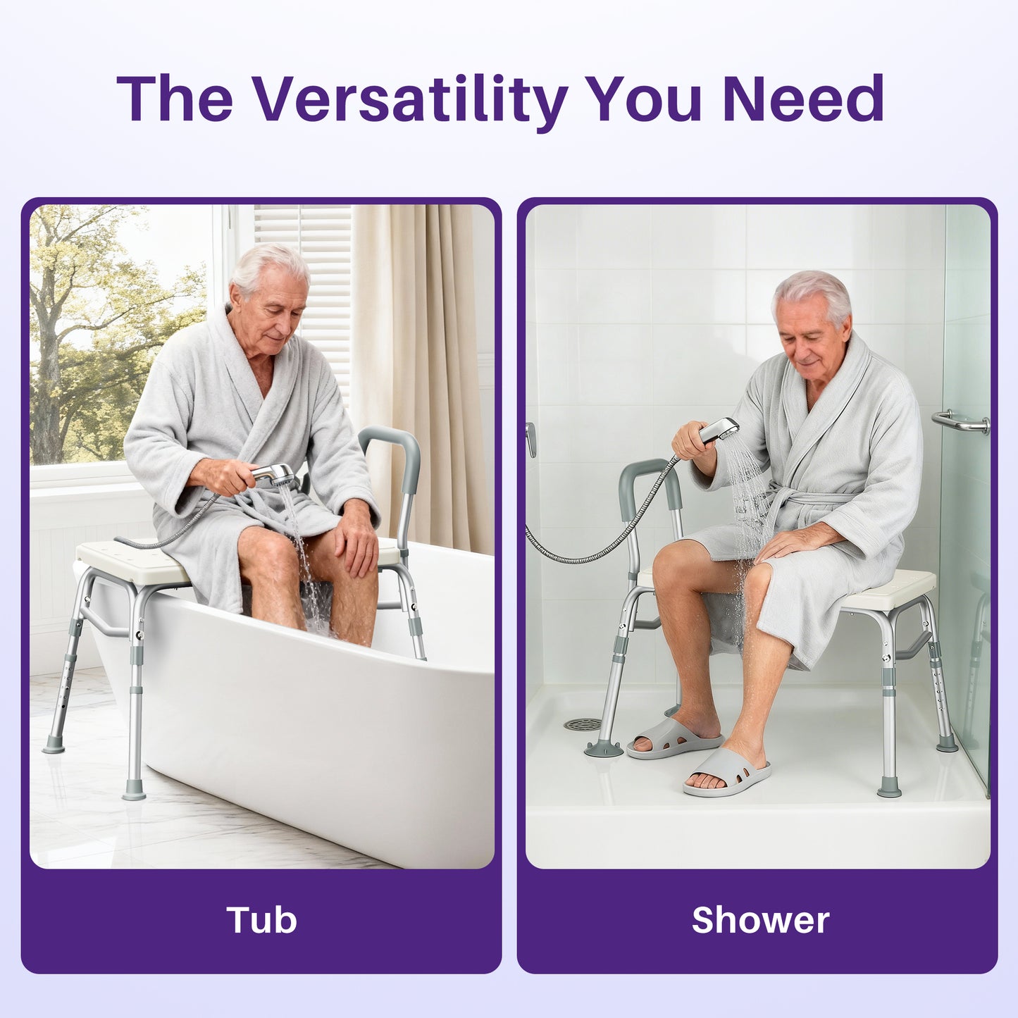 KEKOY Shower Transfer Bench for Bathtub 400LBs, FSA/HSA Eligible Tub Bath Shower Chair Seat, Height Adjustable Shower Stool for Elderly, Disabled, White