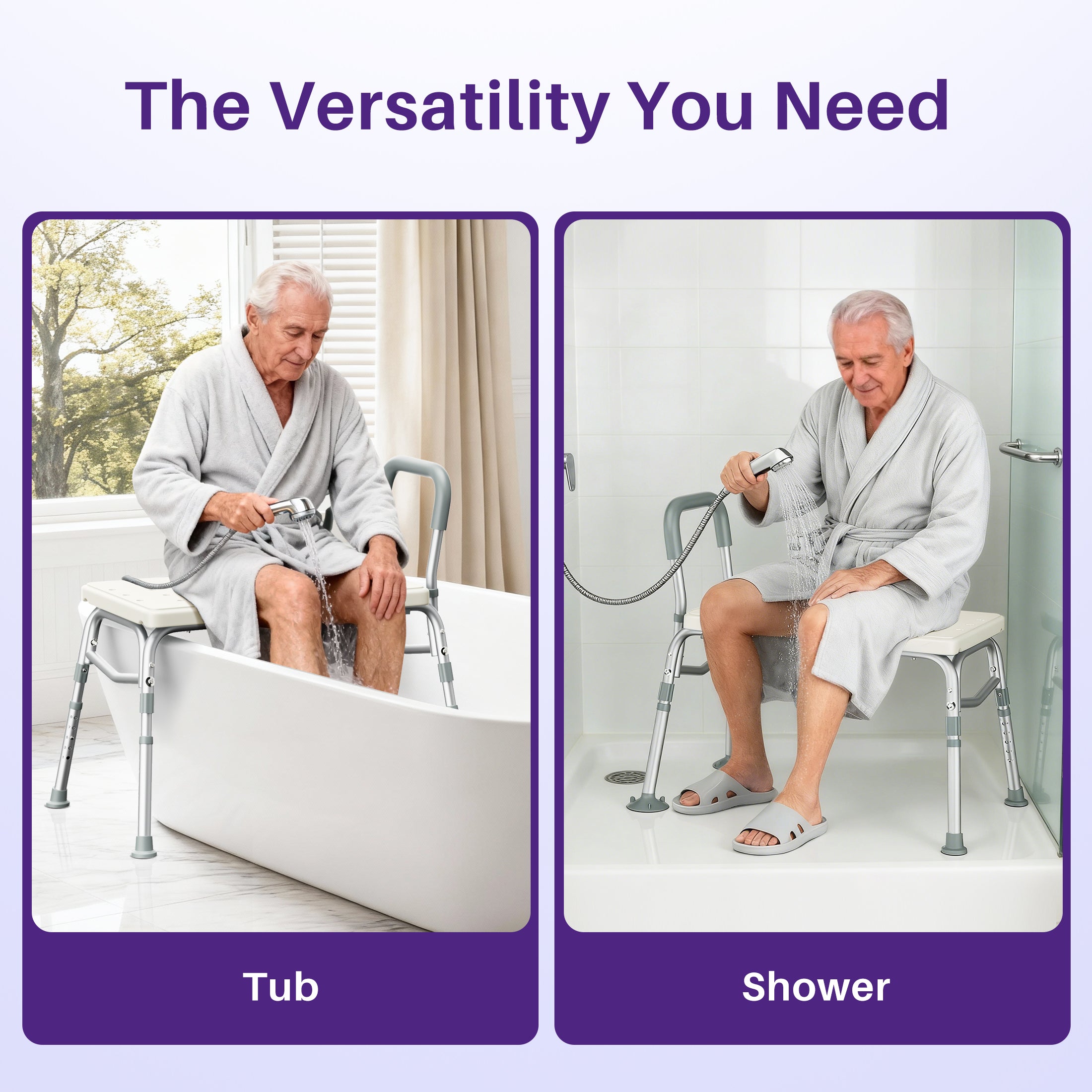 KEKOY Shower Transfer Bench for Bathtub 400LBs, FSA/HSA Eligible Tub Bath Shower Chair Seat, Height Adjustable Shower Stool for Elderly, Disabled, White