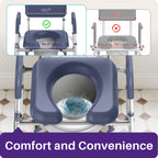 Kekoy Bedside Commode Chair with Padded Seat and Backrest, Aluminum Commode Toilet for Adults, Seniors, Disabled, Adjustable Height, Includes Potty Bucket & Splash Guard, 400lbs Capacity