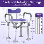 KEKOY Shower Chair with Back and Arms for Inside Shower, 550LBS Heavy Duty Shower Chair, 22.5" Extra Wide Space Between Armrests, Large Suction Feet, FSA/HSA Adjustable Shower Chair for Elderly