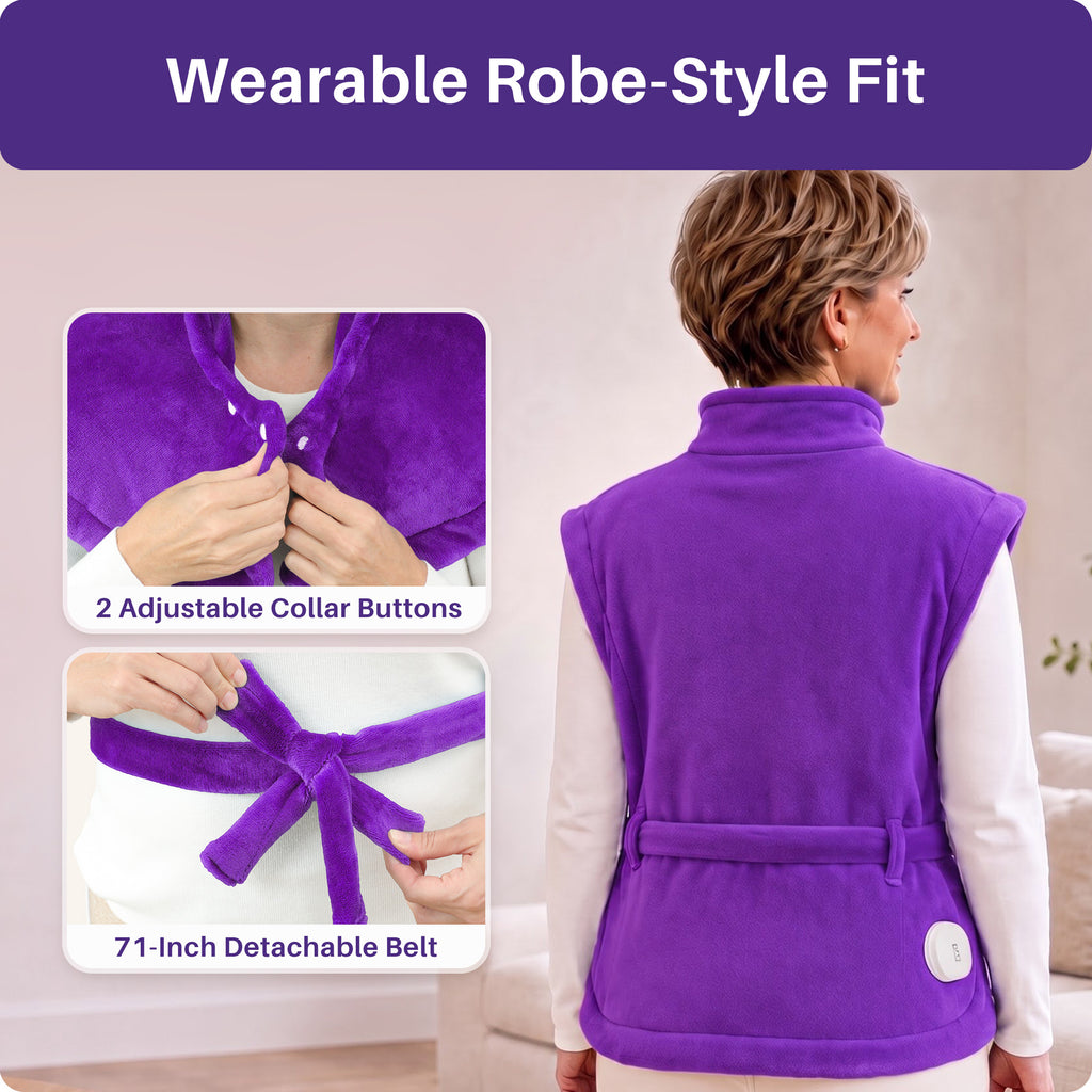KEKOY Large Heating Pad for Back Pain Relief, Large 24"x33" Fast-Heating Pad for Neck and Shoulders with Auto Shut-Off, Soft & Machine Washable, Purple