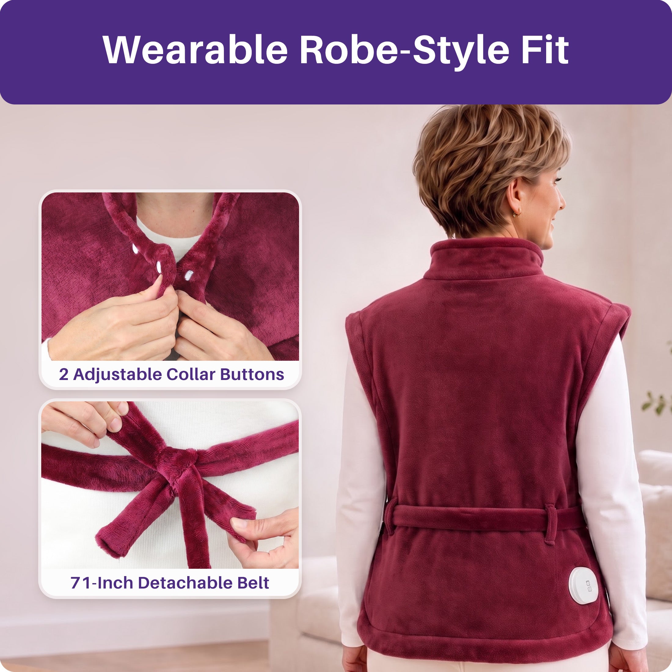KEKOY Large Heating Pad for Back Pain Relief, Large 24"x33" Fast-Heating Pad for Neck and Shoulders with Auto Shut-Off, Soft & Machine Washable, Burgundy