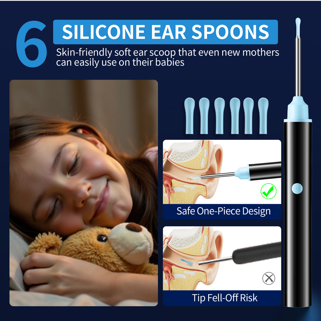 KEKOY Ear Camera and Wax Remover, 1080P Ear Wax Removal Kit, Wireless Otoscope Ear Cleaning Kit with Lights and 6 Ear Scoops