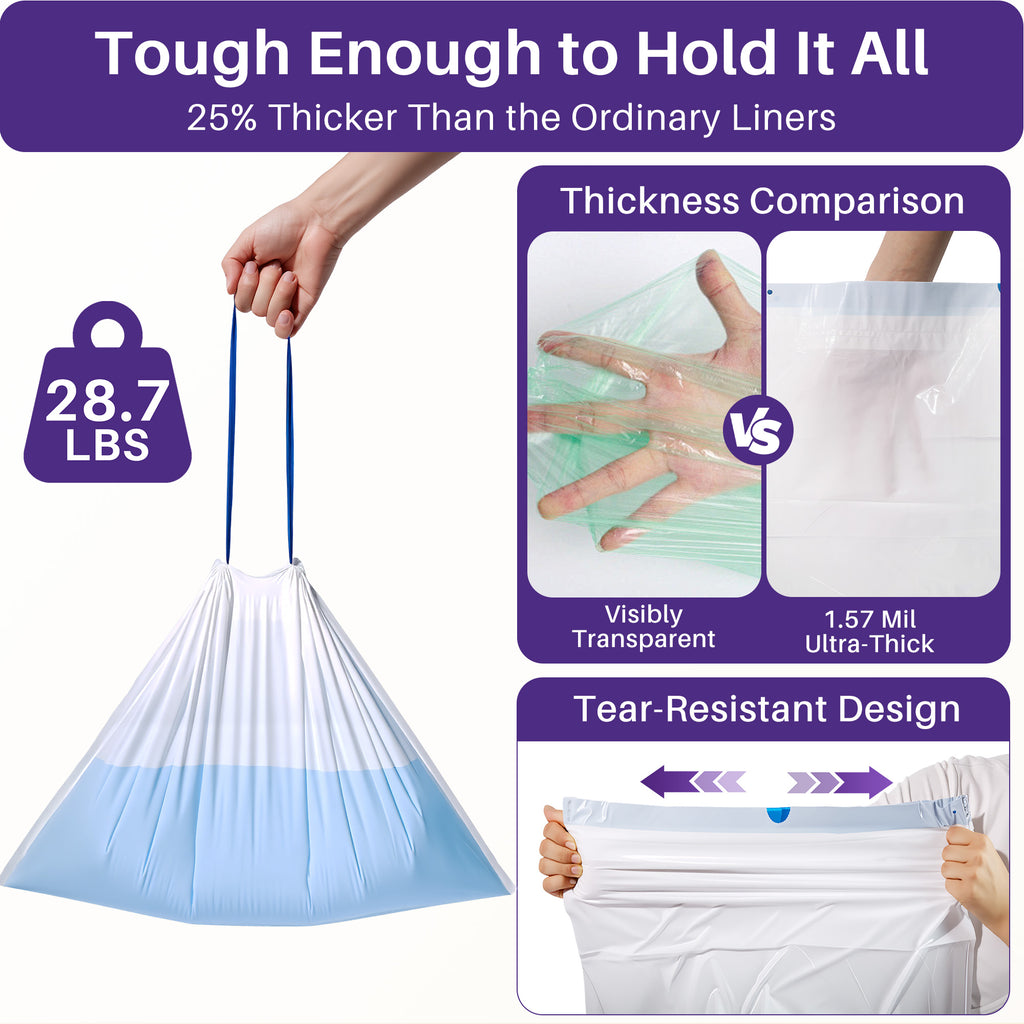 Kekoy Commode Liners with Absorbent Pads 60 Pack, Bedside Commode Liners, Unscented Commode Bags, Disposable Potty Liners Universal Fit for Home & Hospita