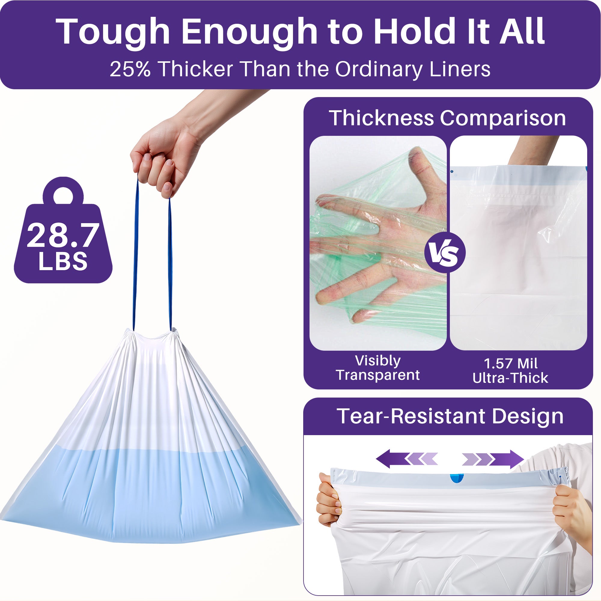 Kekoy Commode Liners with Absorbent Pads 60 Pack, Bedside Commode Liners, Unscented Commode Bags, Disposable Potty Liners Universal Fit for Home & Hospita