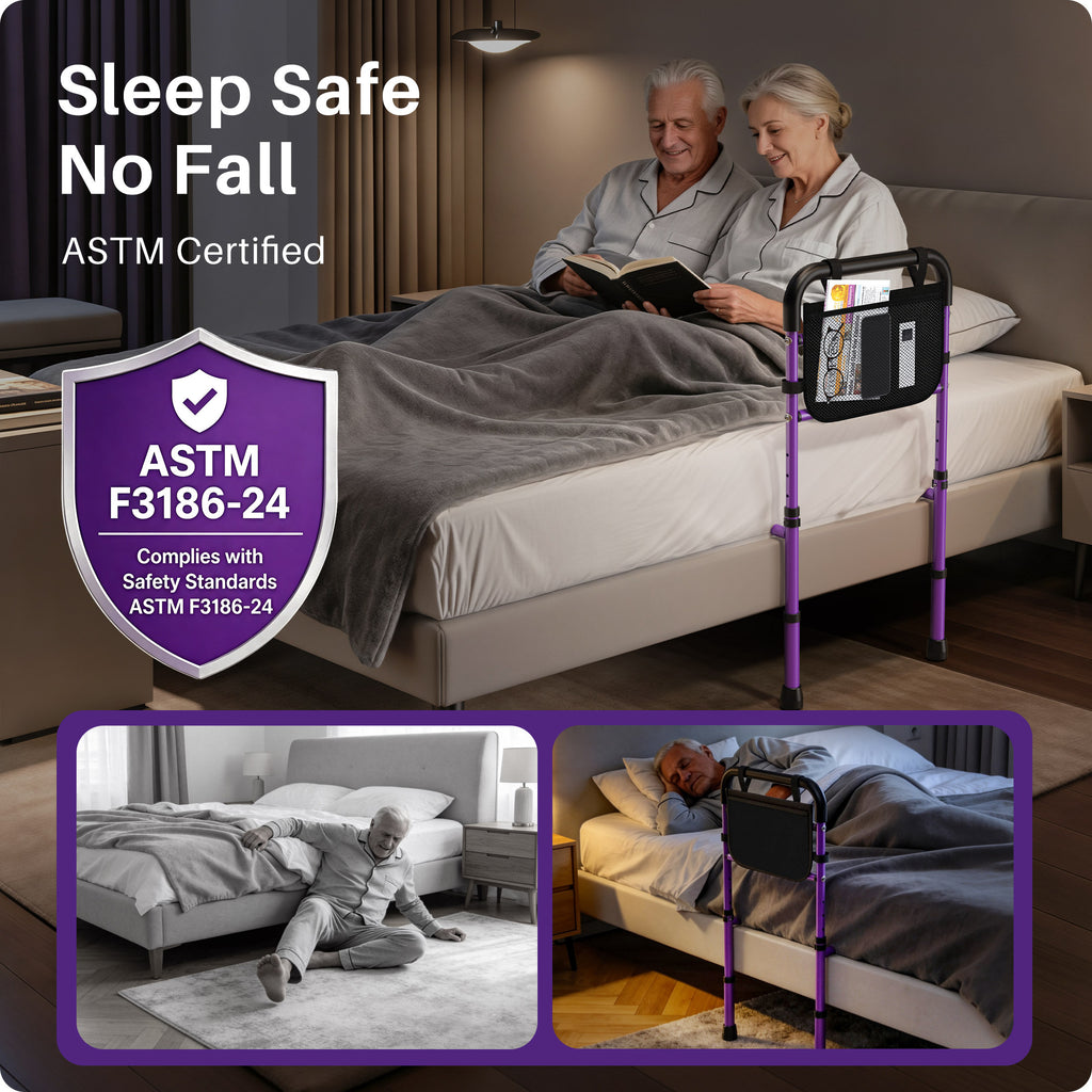 KEKOY Bed Rails for Seniors, Adjustable Bed Assist Rail for Elderly Adults with Storage Bag and Fixing Strap, Bed Support Bar Mobility Assistant