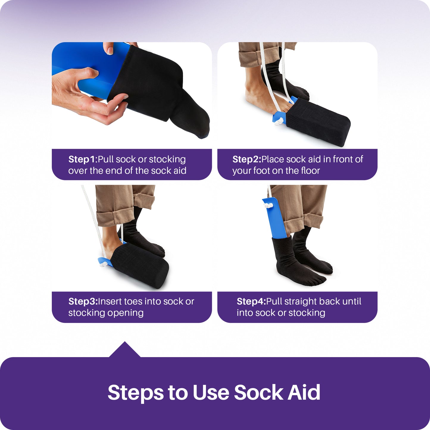 KEKOY Sock Assist Device for Elderly, Sock Aid Device Easy on and off Sock Helper - Dressing Aid for Seniors, Blue