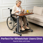 Kekoy Overbed Table with Wheels, Easy Height Adjustable Bedside Table for Bed for Elderly, Rolling Bed Tray Table for Eating & Reading, Stable Support for Medical Home Care and Hospital Use