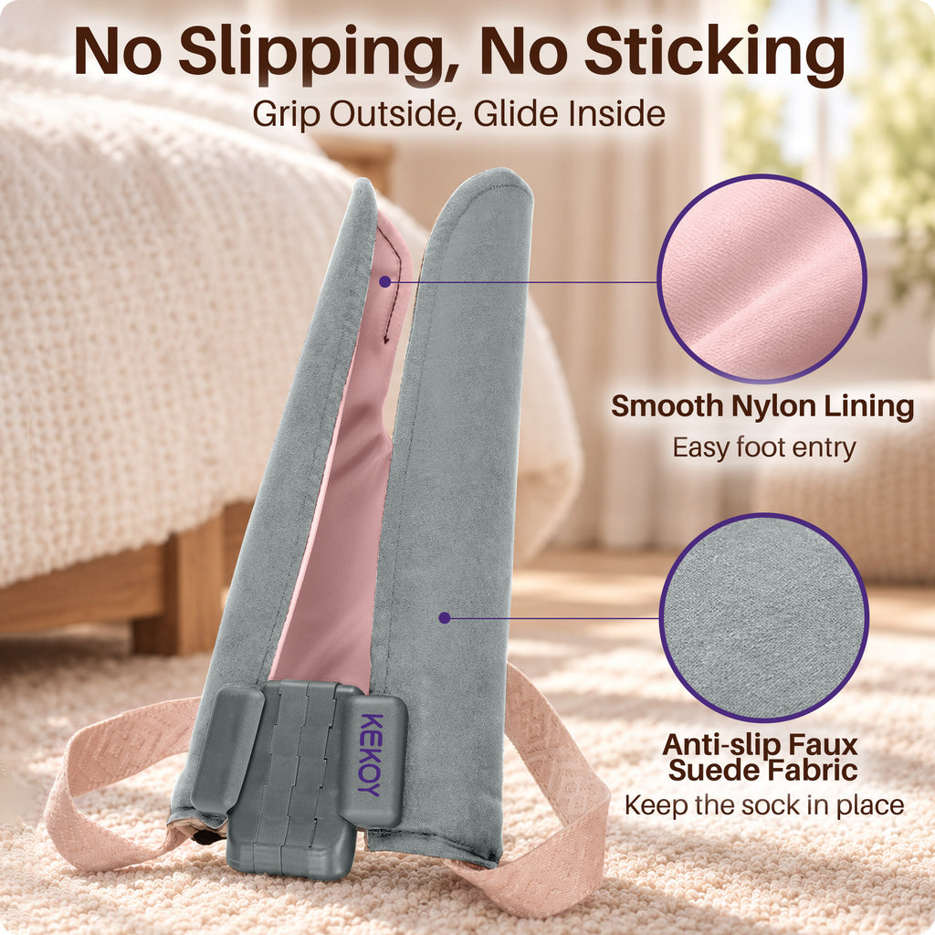 KEKOY Sock Helper for Seniors, Adjustable Width 4-4.5", Flexible Sock Aid Pull on, Easy to Use Sock Assist Device for Elderly
