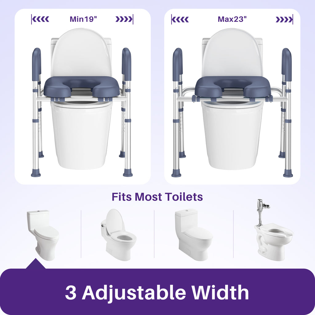 KEKOY Toilet Seat Riser for Seniors, Raised Toilet Seat with Handles, FSA HSA Eligible 400lb Elevated Toilet Risers, Tool-Free Assembly with Adjustable Height & Width