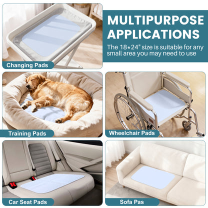 KEKOY 3 Pack Washable Bed Pads for Incontinence Reusable, 4 Layer Waterproof Absorbent Incontinence Bed Pads, Pee Pads for Adults, Dogs, Pets, 18*24"