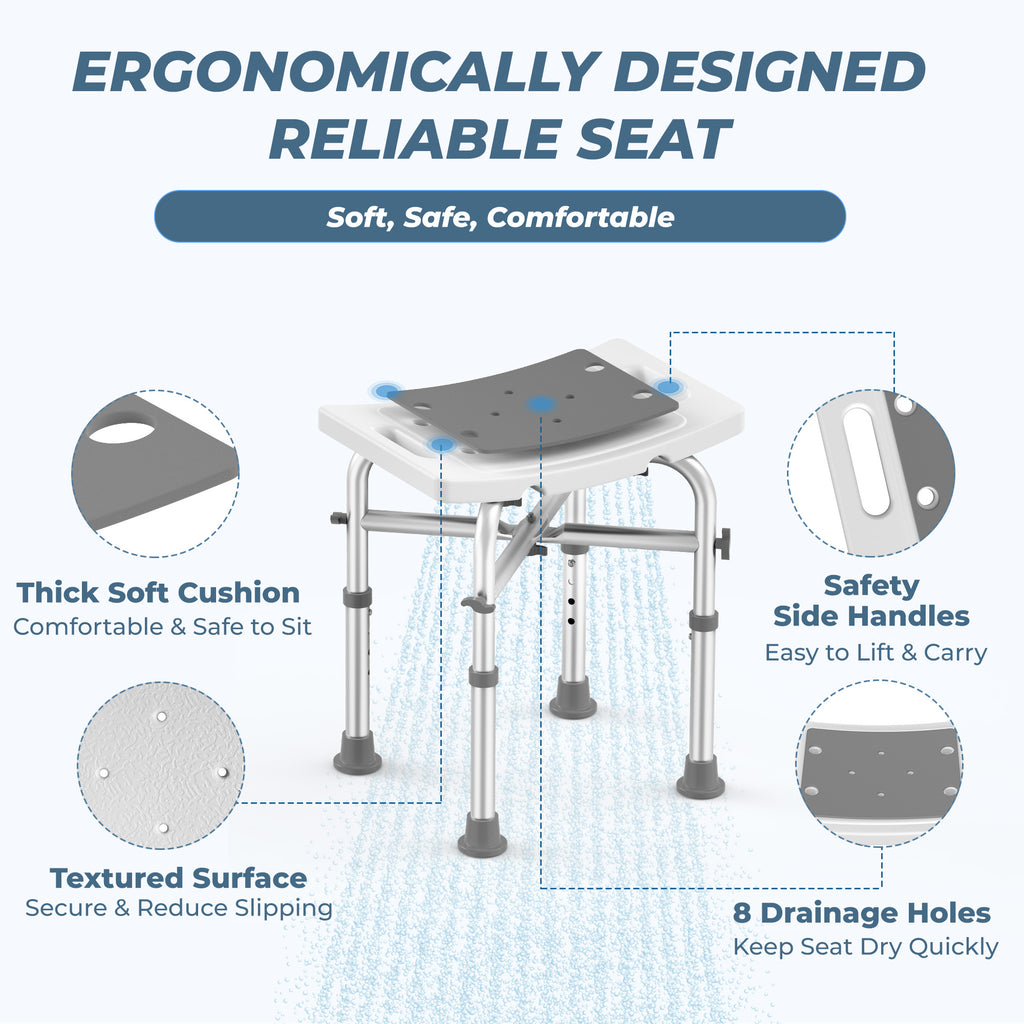KEKOY Shower Chair for Elderly, 500lb Adjustable Height Bath Seat with Tool-Free Assembly, Anti-Slip FSA/HSA Eligible Shower Stool for Smaller Bathtub & Bathroom, Ideal for Seniors and Disabled Adult Gray