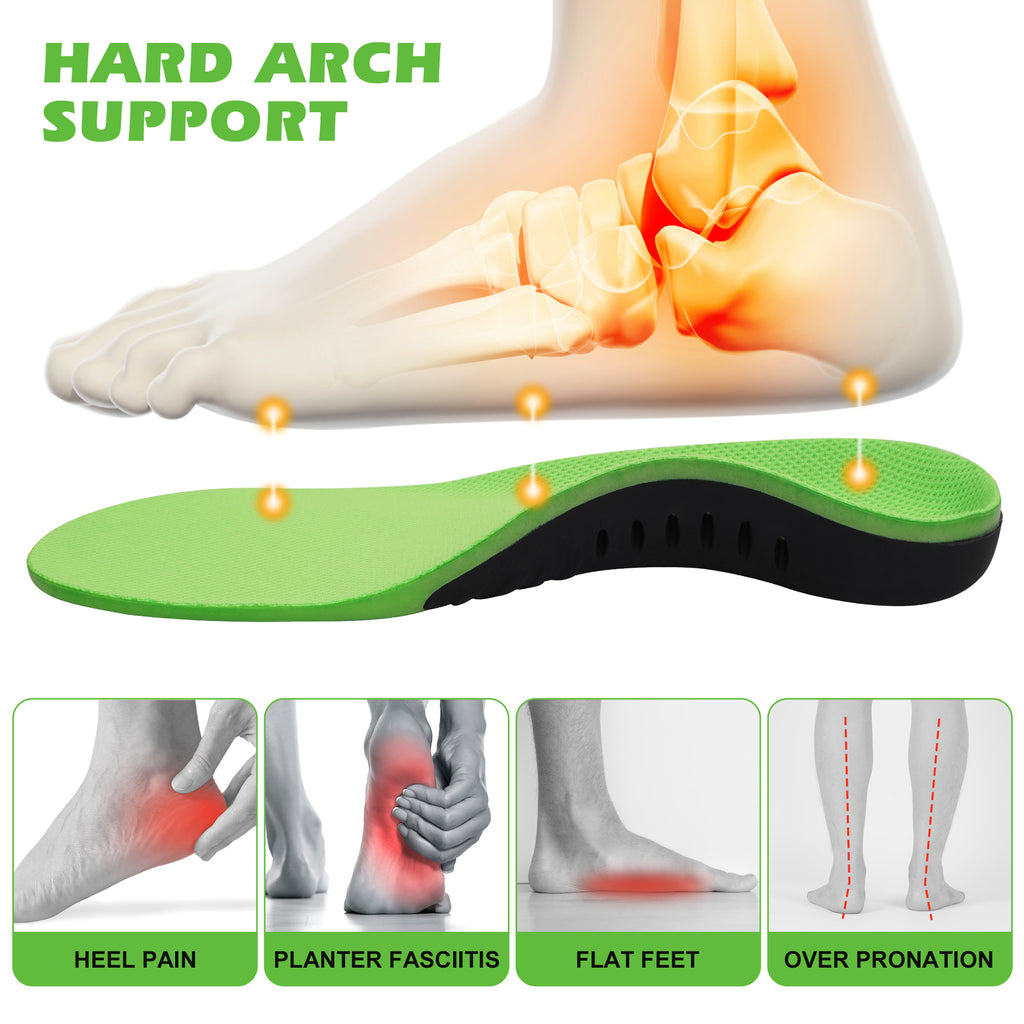KEKOY Plantar Fasciitis Insoles, Heavy Duty High Arch Support Inserts, Flat Feet - Orthotic Foot Pain Relief Insoles for Men Women, XS