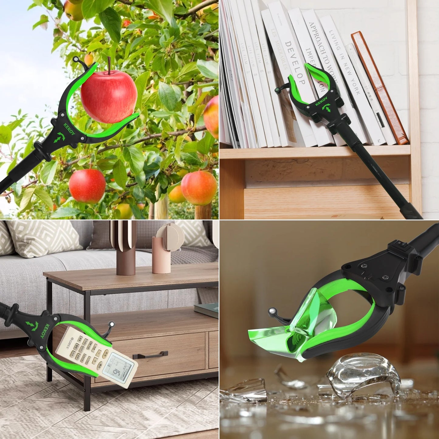 KEKOY 2-Pack 32" Foldable Reacher Grabber Tool with Light and Magnet, 360° Rotating Head, Trash Picker Grabber, Reaching Assist Tool for Litter Pick up, Claw Grabbers for Elderly, Arm Extension