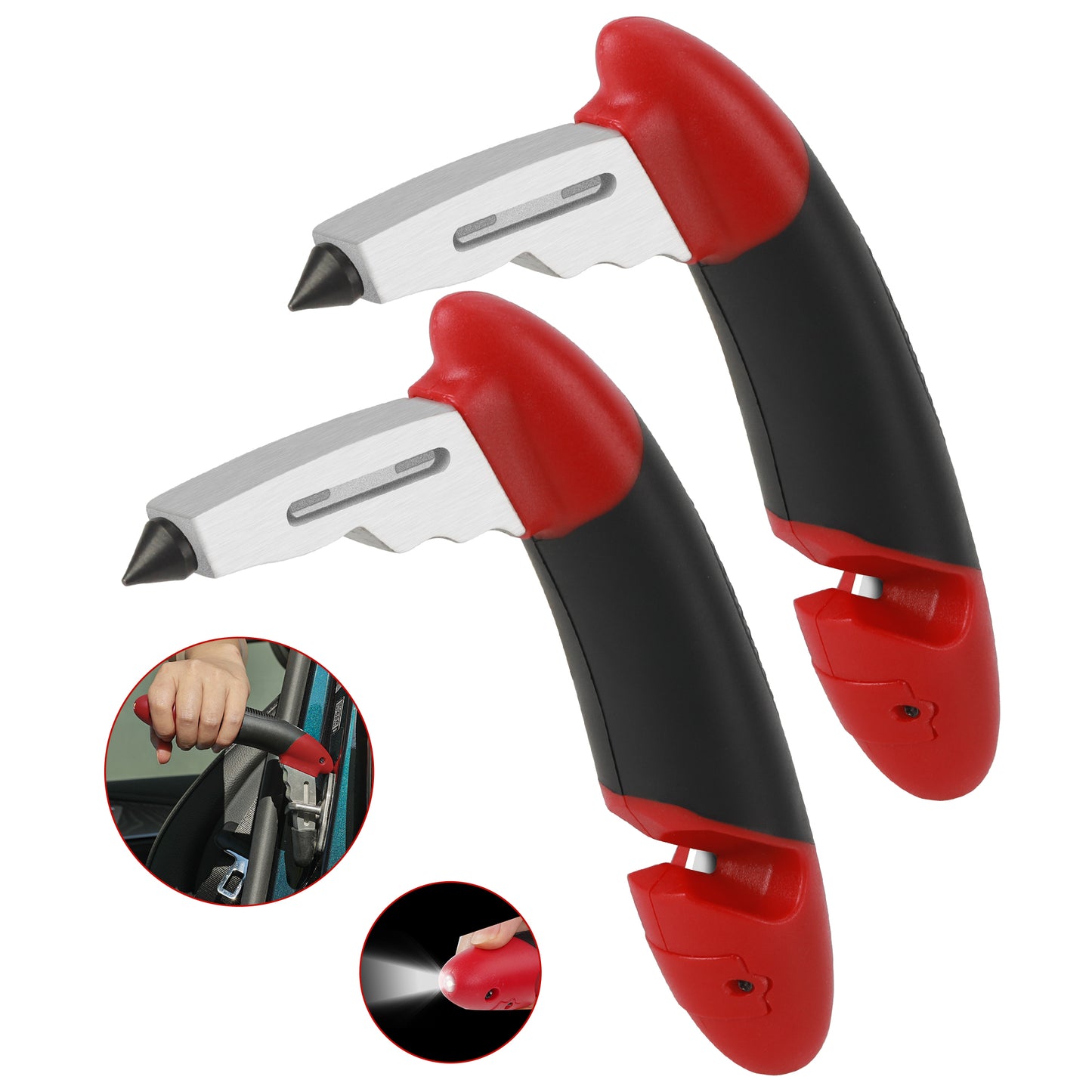 KEKOY 2 Pack Car Door Handle Assist for Elderly Portable Car Handle Seatbelt Cutter and Window Breaker for Elderly and Handicapped with LED Light