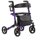 KEKOY Rollator Walker with Seat, Fits 4'9"-6'5", FSA HSA  Eligible Mobility Walkers for Seniors, Adjustable Height & Backrest, Foldable Aluminum, 8" All-Terrain Wheels, 350 lb Capacity, Purple