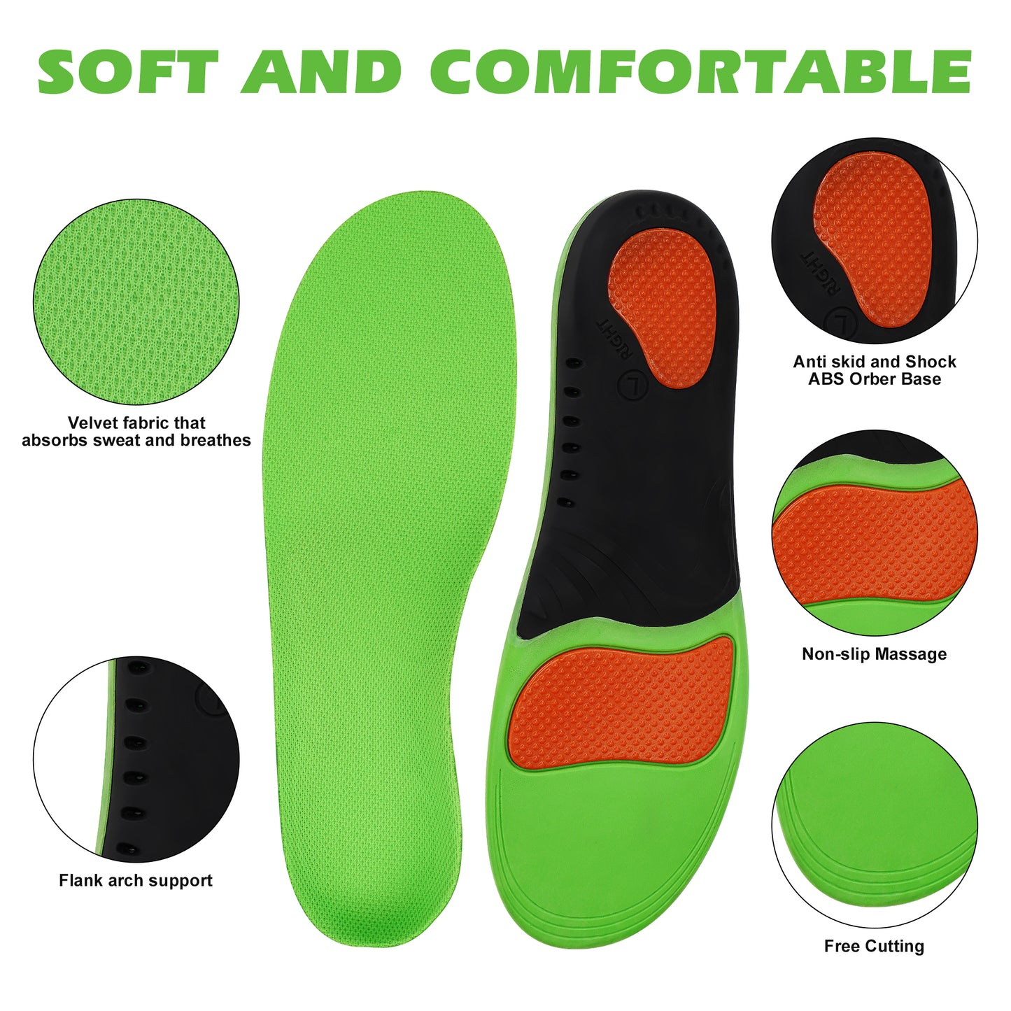 KEKOY Orthotics Insoles with Arch Support for Women & Men, Shoe Inserts for Pain Relief, Plantar Fasciitis, Flat Feet Shoe Insoles, M