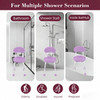 Kekoy Swivel Shower Chair, 360° Rotating Shower Seat with Backrest for Elderly and Disabled, Height Adjustable Tub Bench for Inside Shower Stool & Bath Tub Seat for Adults, Purple