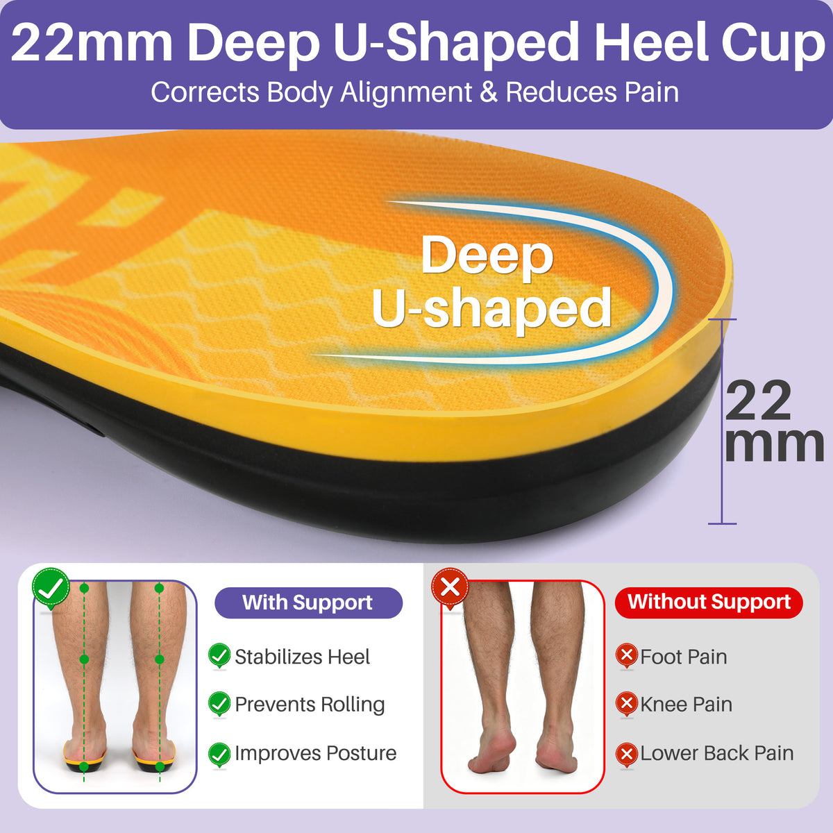 KEKOY Orthotic Insoles for Men & Women, 220+ lbs 1.38" High Arch Support Shoe Inserts for High Arches, Collapsed Arch, Oversupination and Plantar Fasciitis