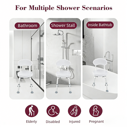 Kekoy Swivel Shower Chair, 360° Rotating Shower Seat with Backrest for Elderly and Disabled, Height Adjustable Tub Bench for Inside Shower Stool & Bath Tub Seat for Adults, White