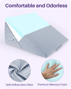 KEKOY Bed Wedge Pillow for Sleeping, Adjustable Height to 9-12 inches, Memory Foam Pillows with Washable Cover, Gray
