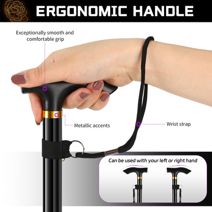 KEKOY Walking Canes for Women Men, Folding Cnes for Walking, 5-Level Adjustable Heights - Self Standing Folding Cane,Portable Collapsible Cane