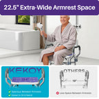 KEKOY Shower Chair with Back and Arms for Inside Shower, 550LBS Heavy Duty Shower Chair, 22.5" Extra Wide Space Between Armrests, Large Suction Feet, FSA/HSA Adjustable Shower Chair for Elderly