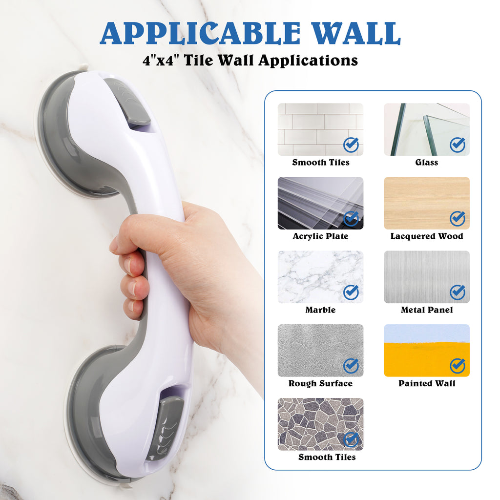 KEKOY 3 Pack 12 inch Grab Bars Bathtubs and Bathroom with Strong Hold Suction Cup, Shower Handles for Elderly, Bathroom Rails for Safety