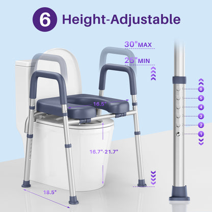 KEKOY Toilet Seat Riser for Seniors, Raised Toilet Seat with Handles, FSA HSA Eligible 400lb Elevated Toilet Risers, Tool-Free Assembly with Adjustable Height & Width
