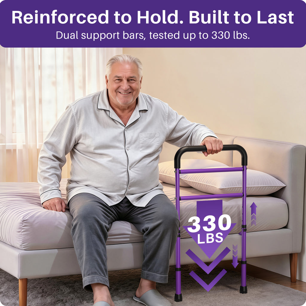 KEKOY Bed Rails for Seniors, Adjustable Bed Assist Rail for Elderly Adults with Storage Bag and Fixing Strap, Bed Support Bar Mobility Assistant