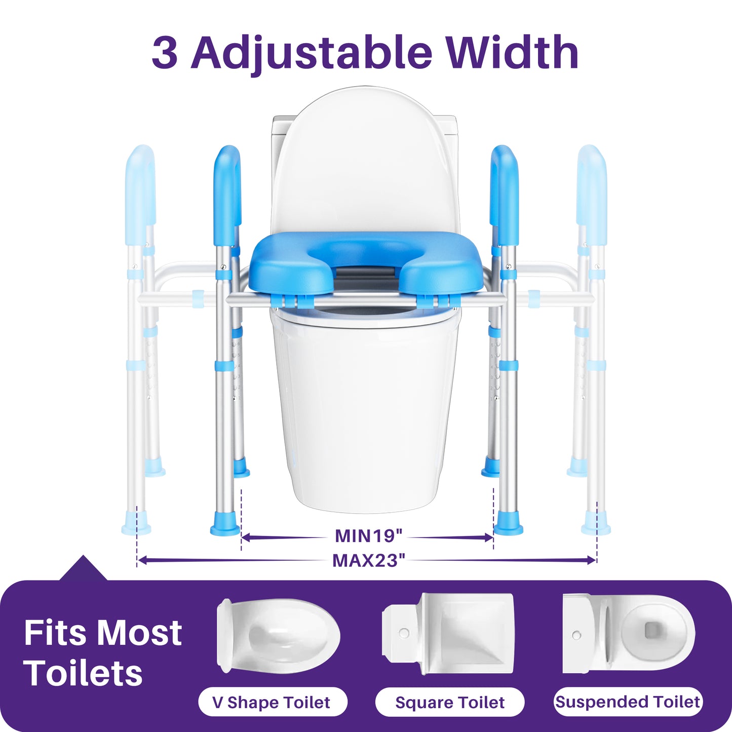 Kekoy Durable Bedside Commode Chair and Toilet Chair for Adults & Seniors, 400 lb Capacity, Removable Pail