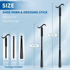 KEKOY 35" Detachable Shoe Horn with Long Handle, 3 in 1 Long Shoe Horn for Seniors with Sock Remover, Extra Long Dressing Stick Aid with Foam Handles