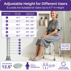 Kekoy Swivel Shower Chair, 360° Rotating Shower Seat with Backrest for Elderly and Disabled, Height Adjustable Tub Bench for Inside Shower Stool & Bath Tub Seat for Narrow Space