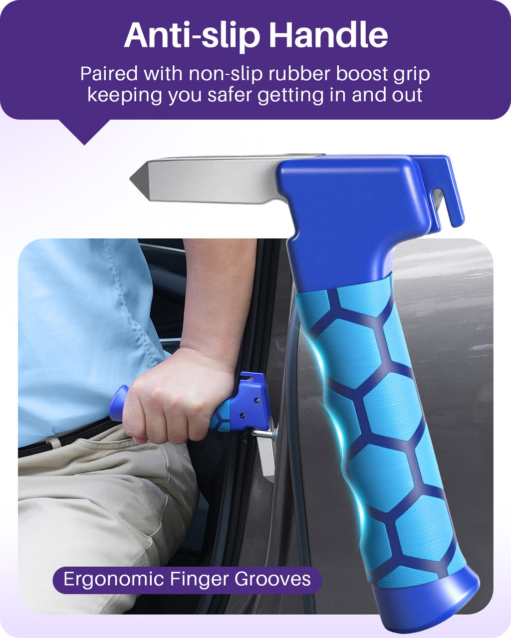 KEKOY 3 Pack Car Door Handle for Elderly, 4 in 1 Multifunctional Car Handle Assist with Car Window Breaker, Seat Belt Cutter and Automotive Standing Aid, Mobility Aids for Seniors