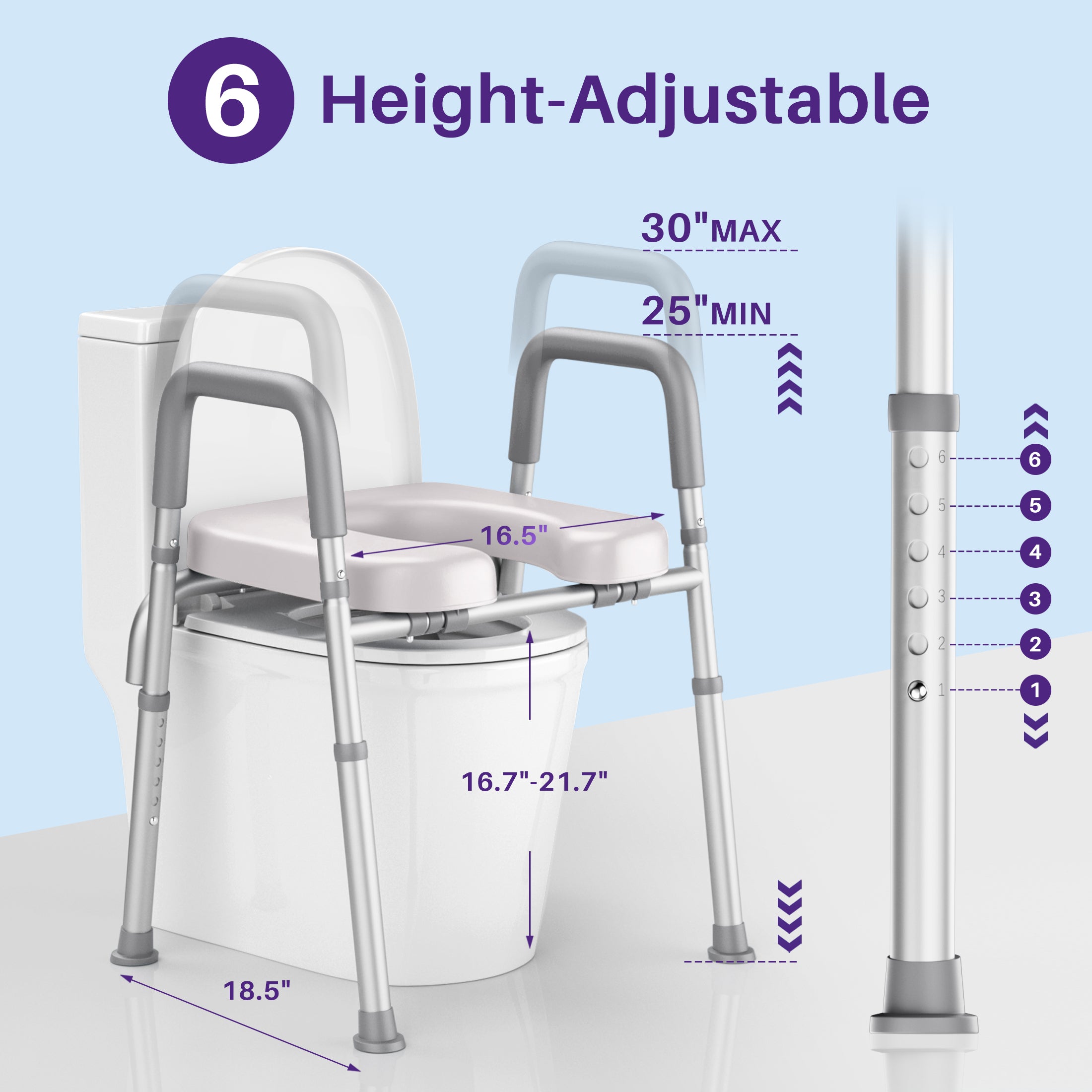 KEKOY Toilet Seat Riser for Seniors, Raised Toilet Seat with Handles, FSA HSA Eligible 400lb Elevated Toilet Risers, Tool-Free Assembly with Adjustable Height & Width