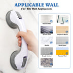 KEKOY 2 Pack Shower Handles for Elderly, Grab Bars for Bathroom, 12" Suction Bath Tub Hand Rail, Anti-Slip Safety Bar with Shower Pouf and Hook