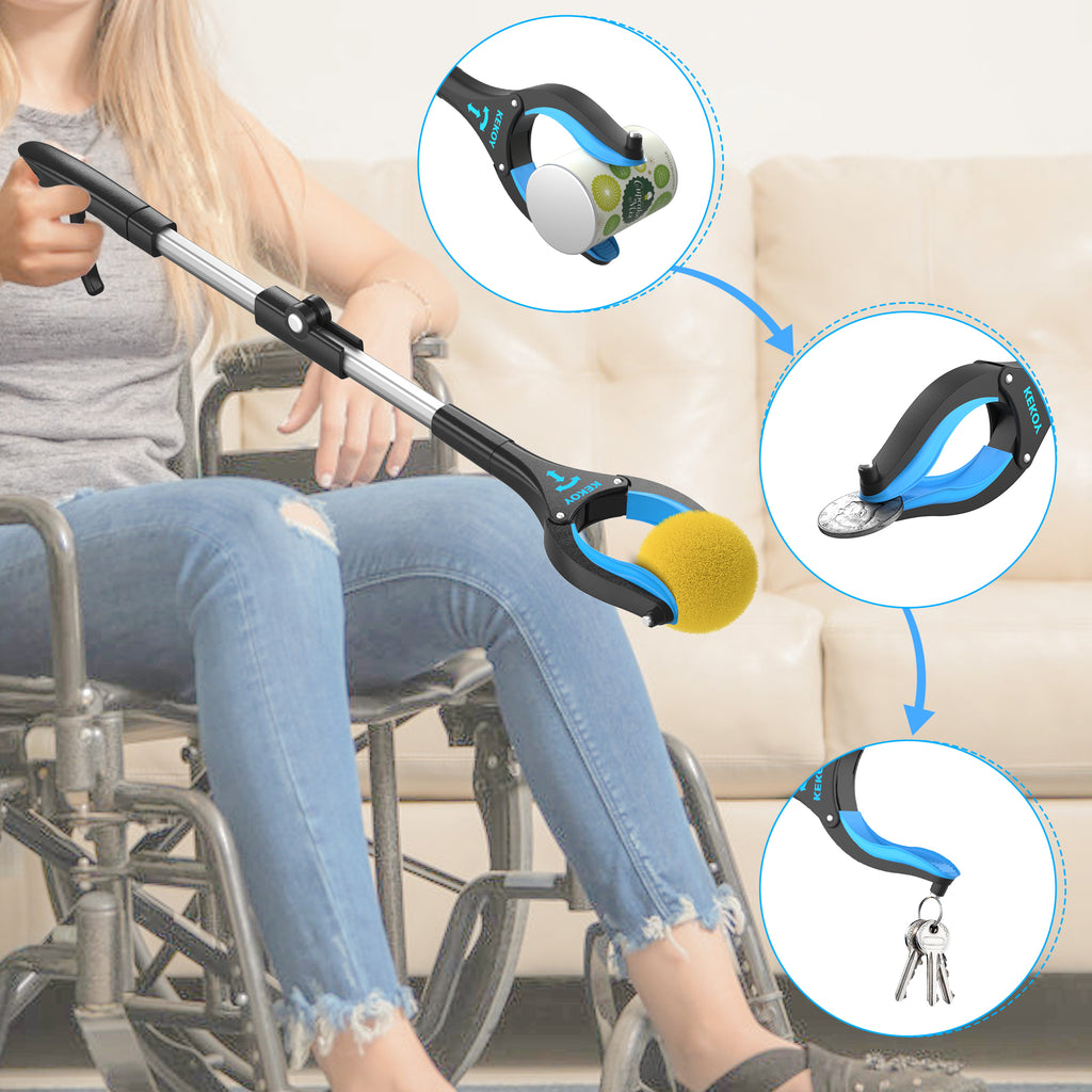 KEKOY 2-Pack 32" and 26" Grabber Reacher with 360° Rotating Jaw, Mobility Aids Reaching Assist Tool