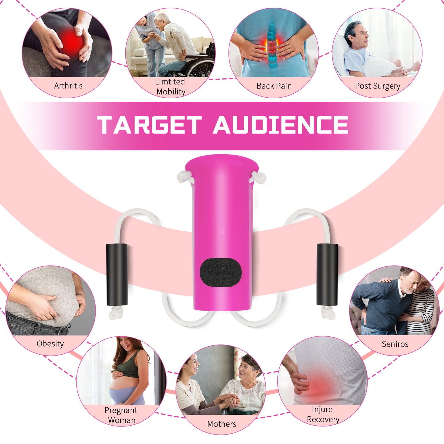 KEKOY Sock Aid Device for Seniors, Sock Aid with Foam Handles, Sock Helper Easy on Easy off, Sock Aid Pull on, Rose Red