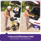 KEKOY Foldable Mobility Rollator Walkers for Seniors with Seat 350 lb, Adjustable Handles and Backrest Height, Adult Aluminum Rolling Walker, 8" Big Wheels, Yellow