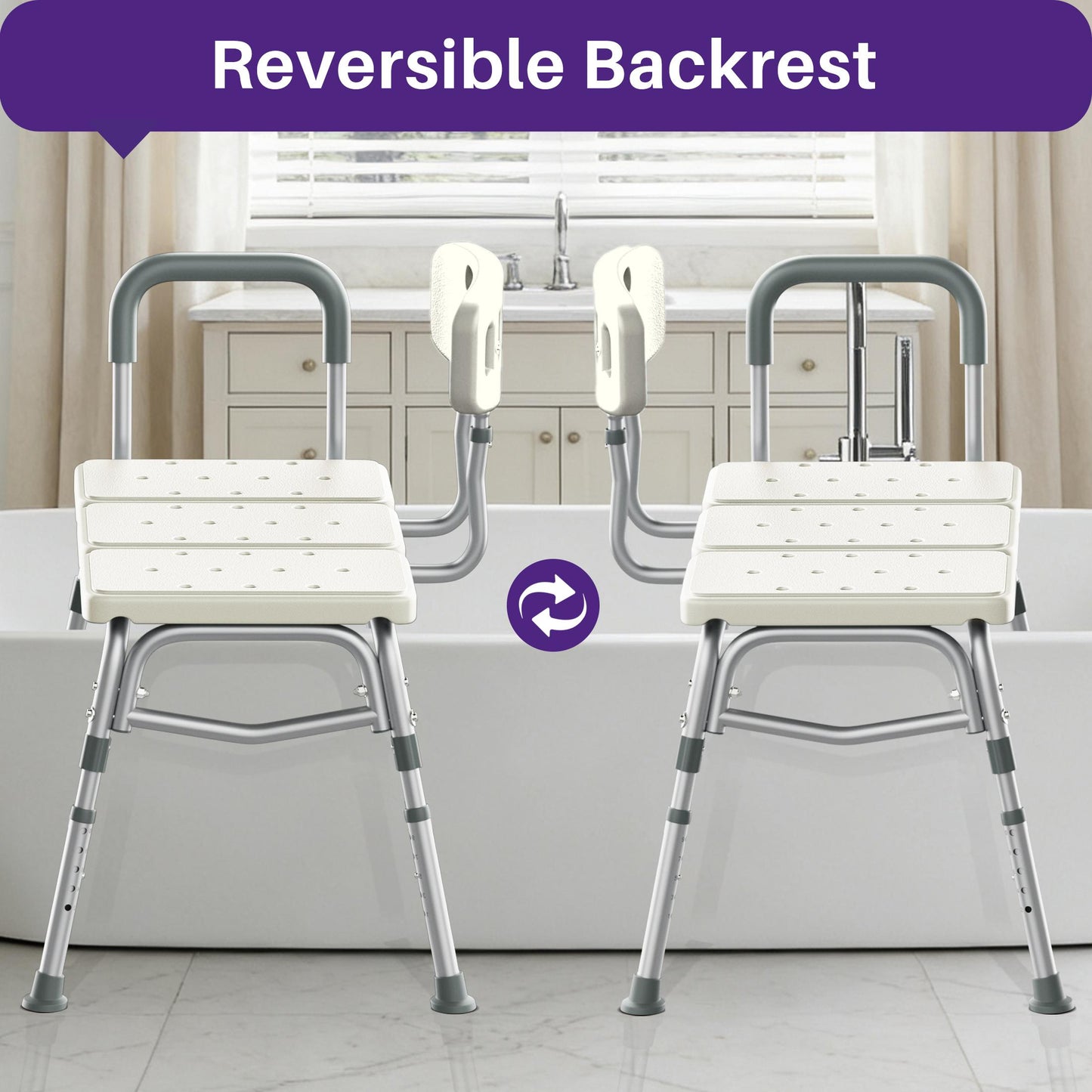 KEKOY Shower Transfer Bench for Bathtub 400LBs, FSA/HSA Eligible Tub Bath Shower Chair Seat, Height Adjustable Shower Stool for Elderly, Disabled, White